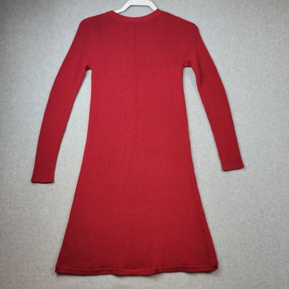 Athleta Dress Womens XS Red Merino Wool Blend V-Neck Long Sleeve Sweater Knit - Picture 8 of 9